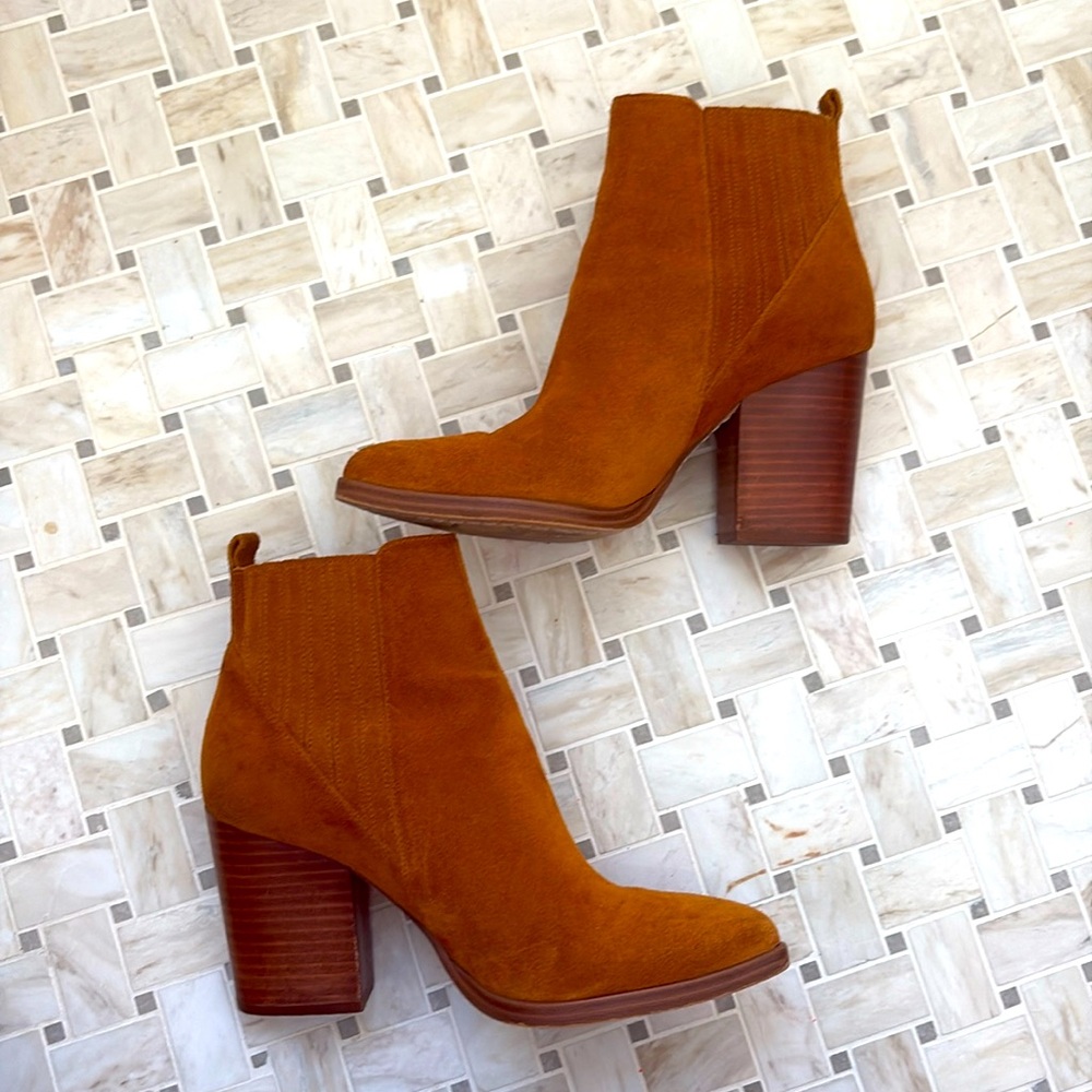 Marc Fisher Suede Booties 7 Caramel Brown color